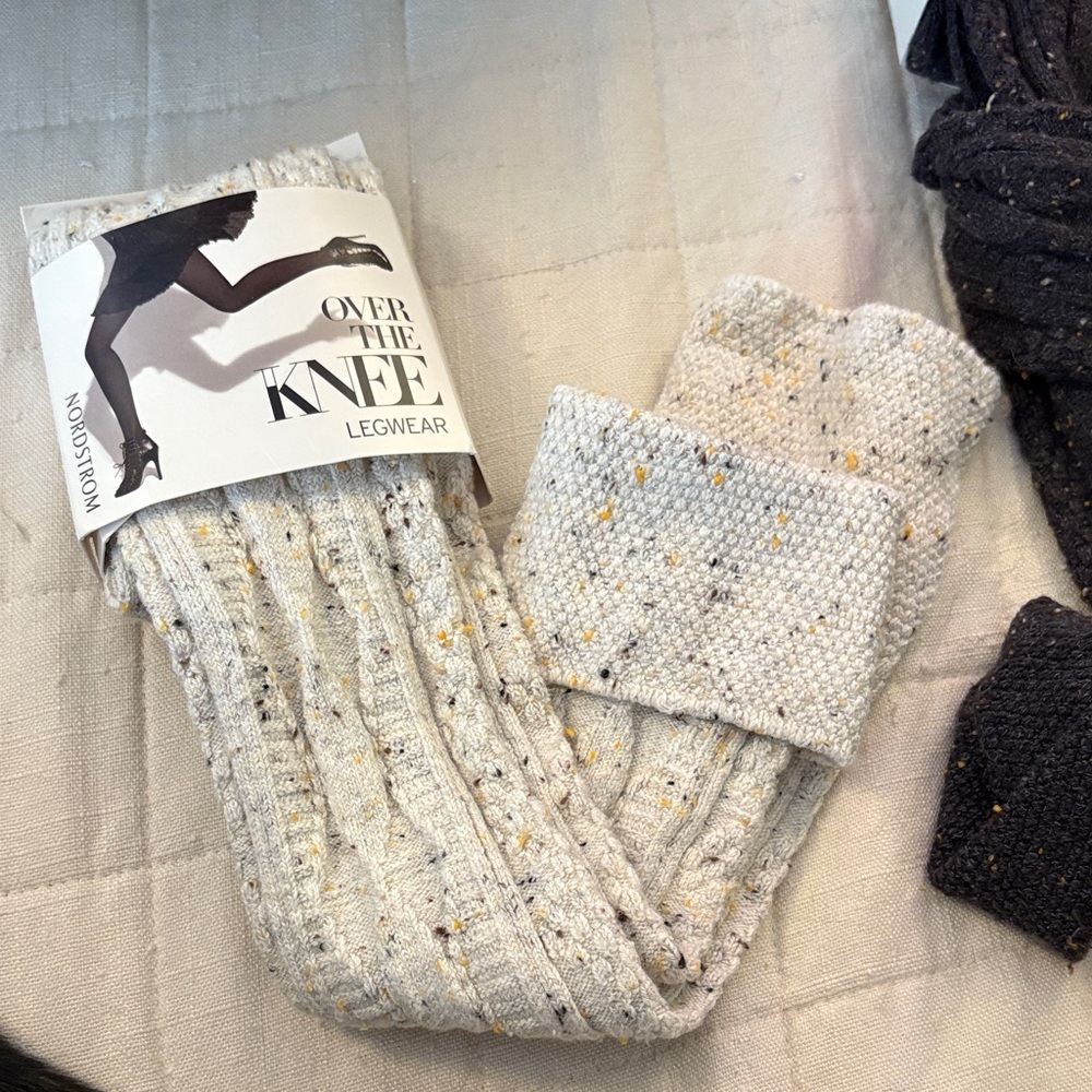 Nordstrom Speckled Cream Over-the-Knee Socks